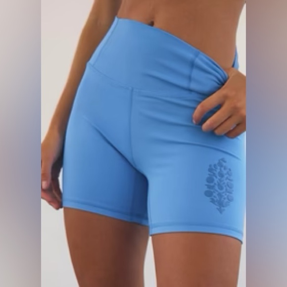 Free People Movement Never Better Bike Shorts -Riviera Blue- Rubber Logo